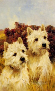 Jacque And Jean Champion Westhighland White Terriers animal Arthur Wardle dog Oil Paintings